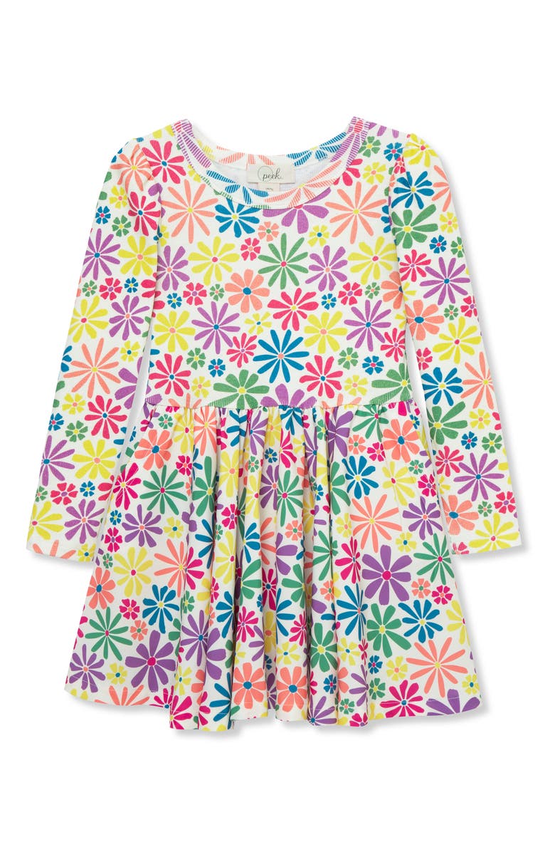 Peek Aren't You Curious Kids' Fall Daisy Long Sleeve Fit & Flare Dress, Main, color, 