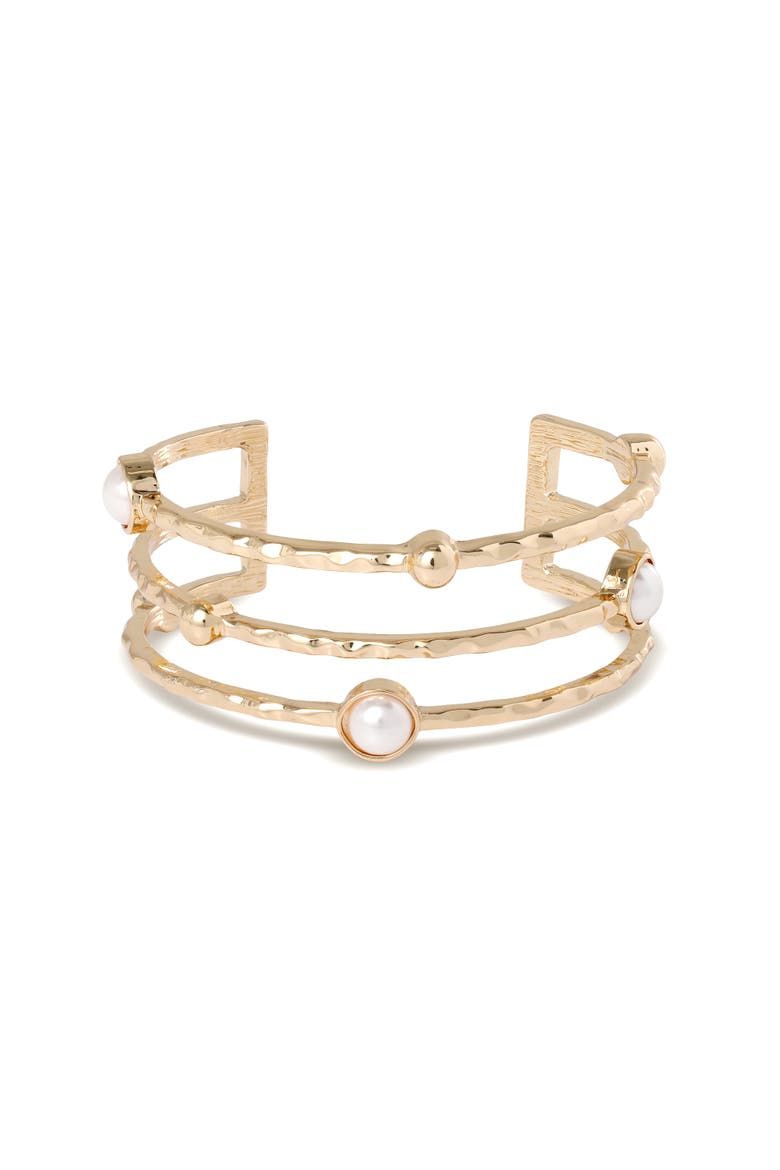 Pearls Cuff Bracelet, Main, color, Gold