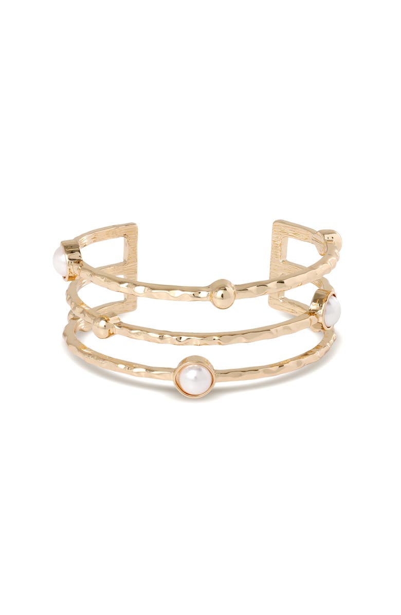 BCBG Pearls Cuff Bracelet, Main, color, Gold
