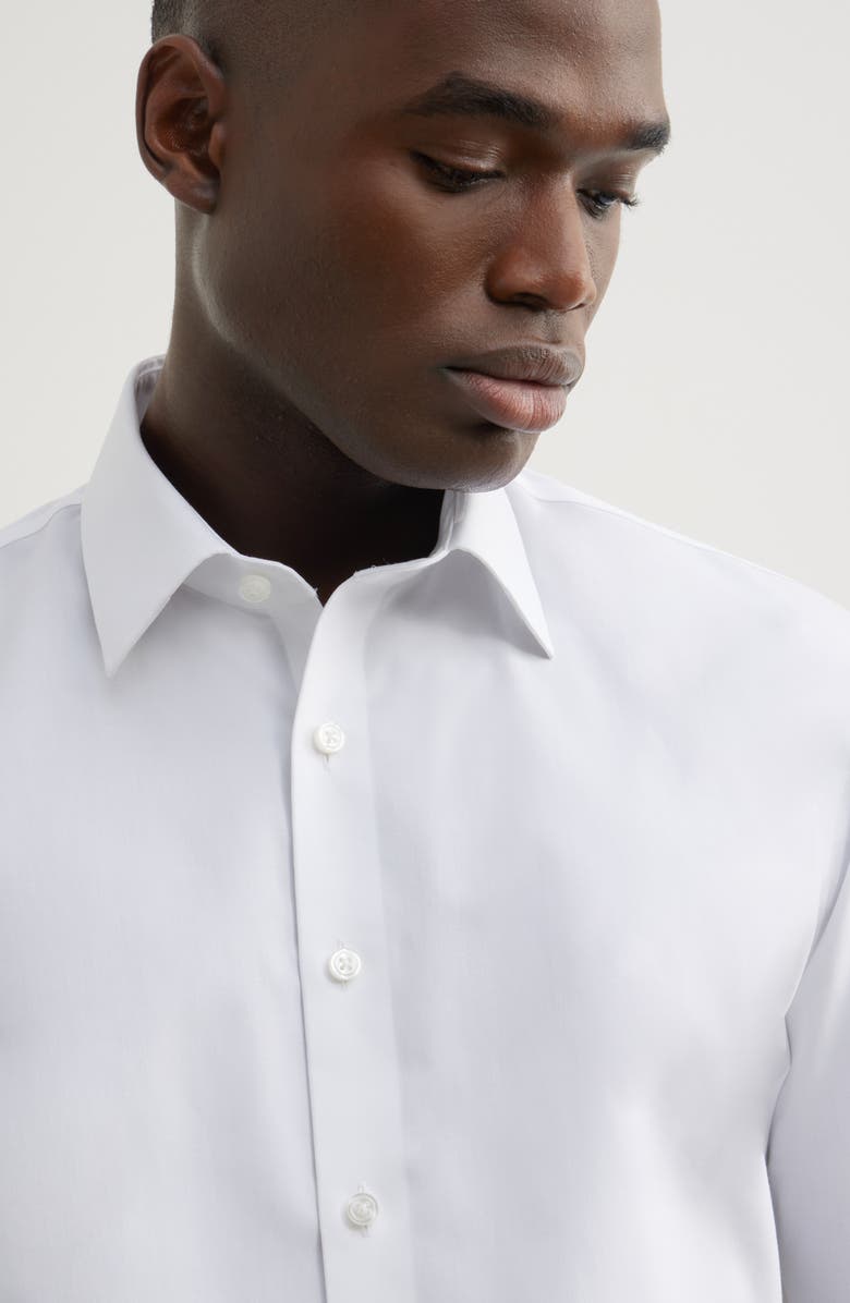 Nordstrom Non-Iron Traditional Fit Solid Cotton Dress Shirt, Alternate, color, White