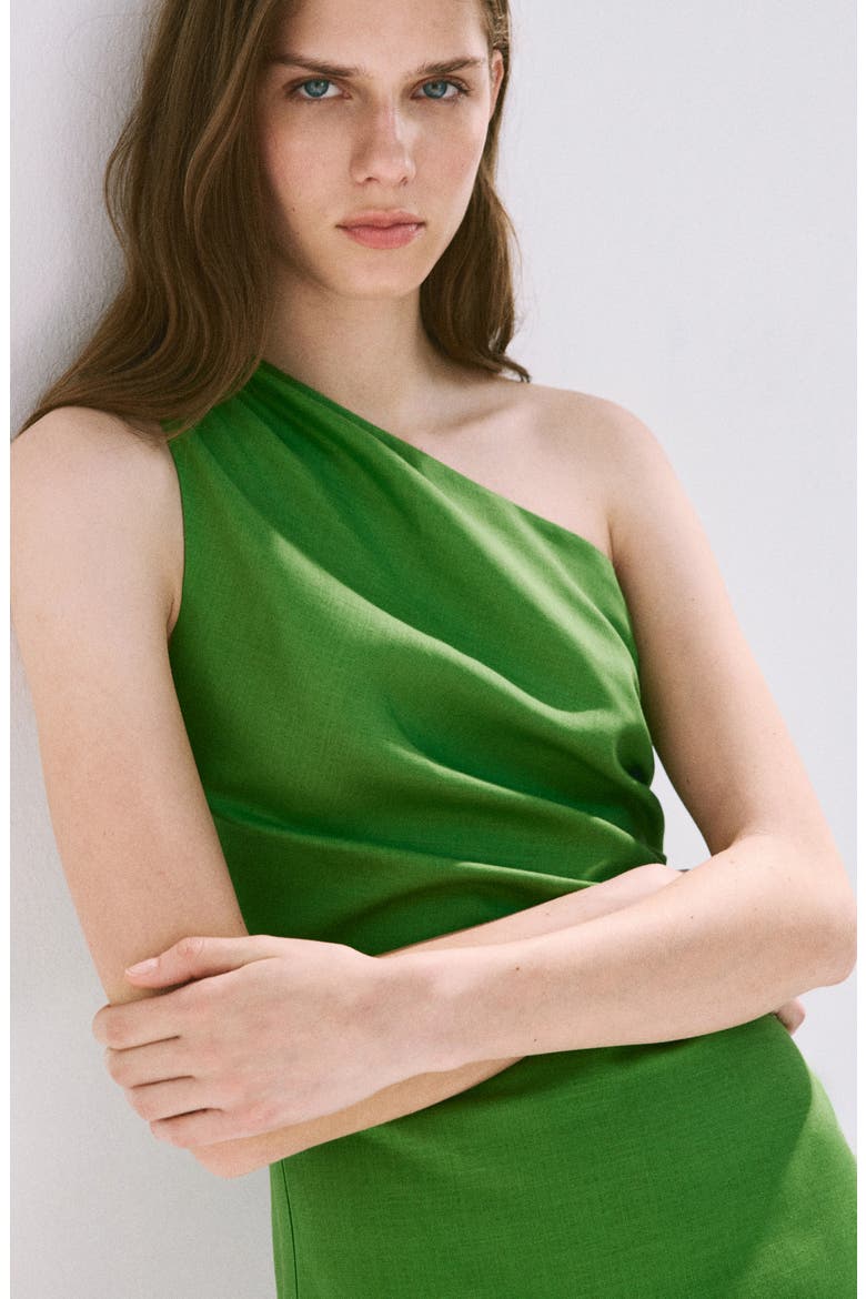 Asymmetrical Pleated Midi Dress, Alternate, color, GREEN