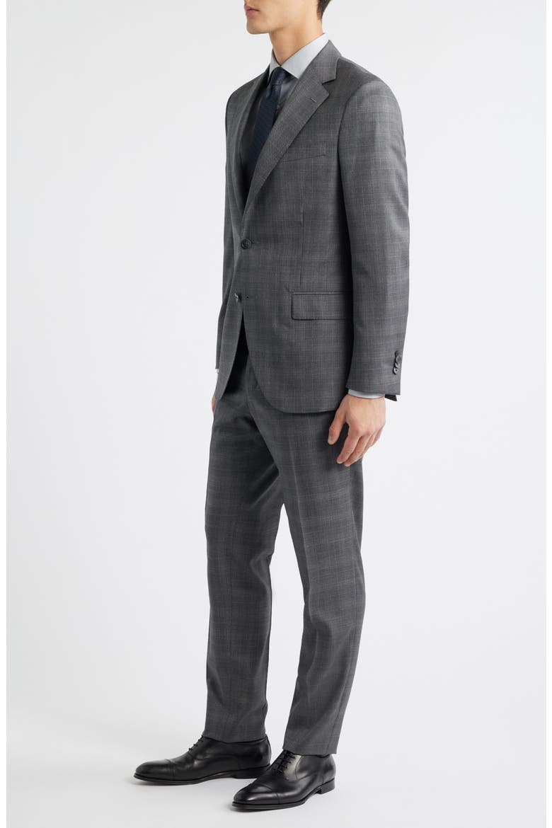 Hartford Classic Fit Grey Plaid Wool Suit, Alternate, color, CHARCOAL