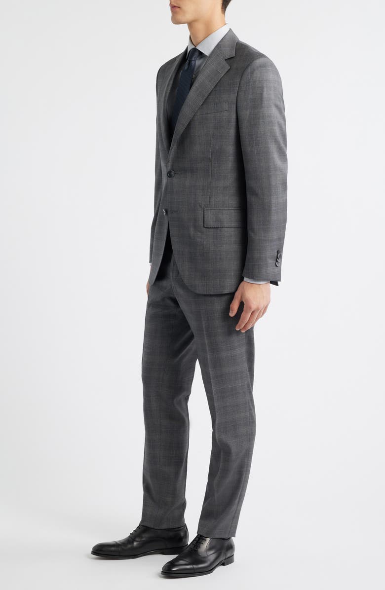 Peter Millar Hartford Classic Fit Grey Plaid Wool Suit, Alternate, color, Charcoal