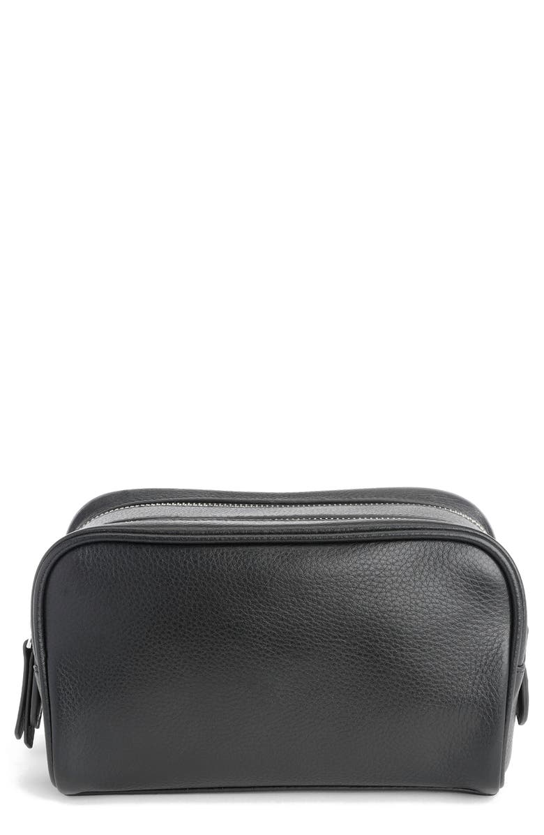 ROYCE New York Personalized Zip Toiletry Bag, Main, color, Black- Deboss