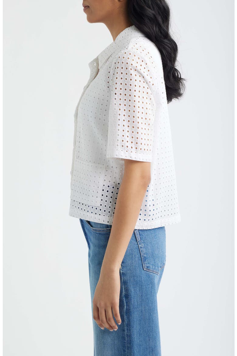 Eyelet Embroidery Woven Shirt, Alternate, color, BRIGHT WHITE