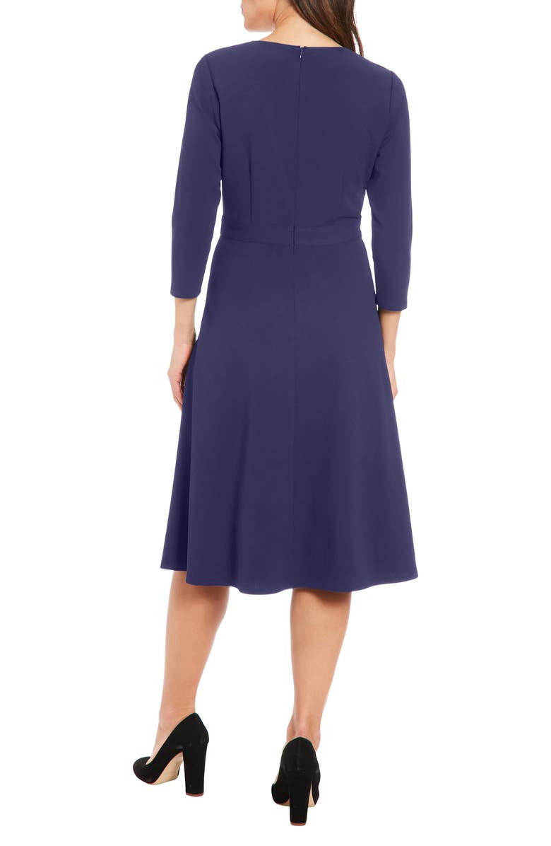 London Times V-Neck Long Sleeve Crepe Midi Dress, Alternate, color, 