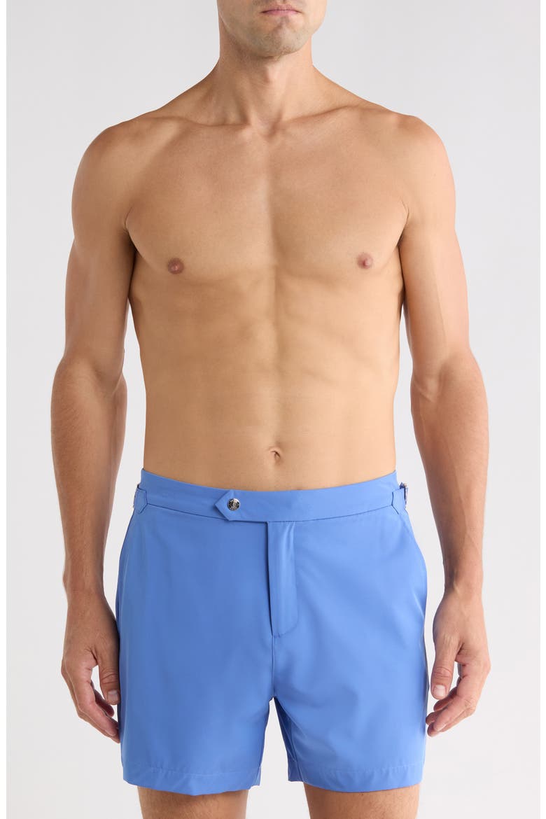 Sun Flat Front Swim Trunks, Main, color, FRENCH BLUE