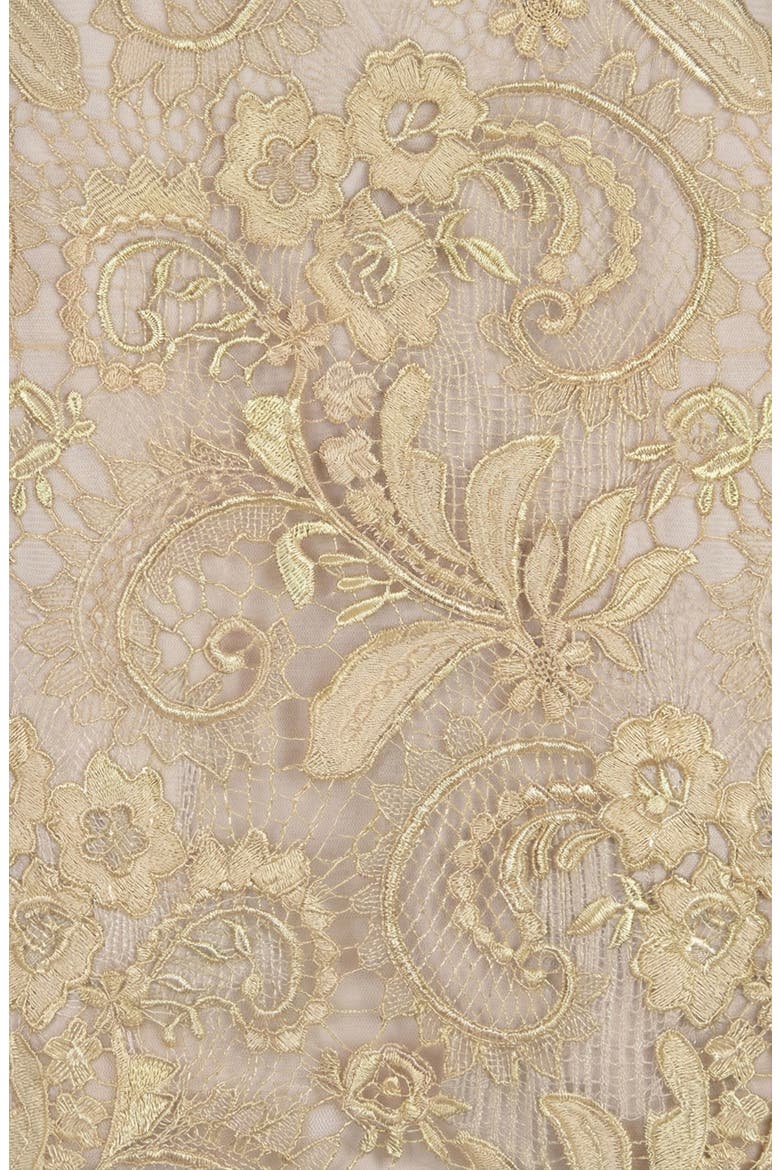 Floral Pattern Scalloped Hem Lace Skirt, Alternate, color, Gold Finish