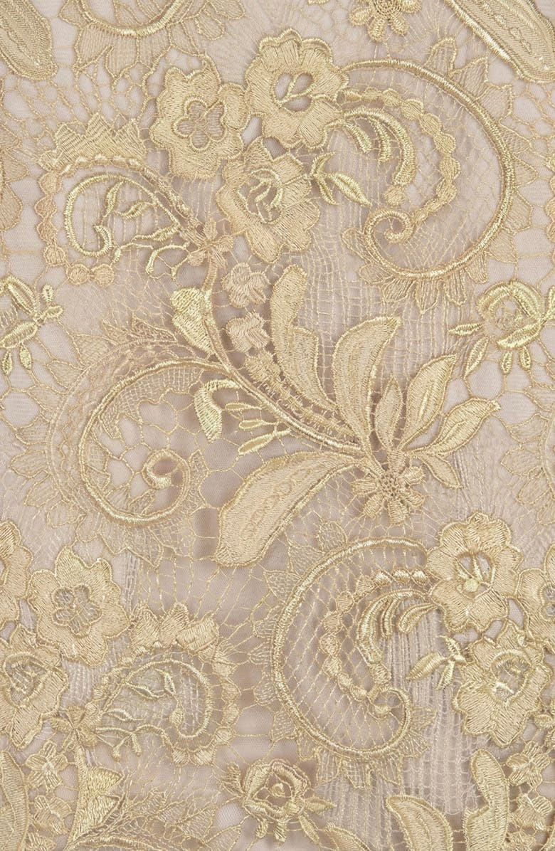 Modenaire Floral Pattern Scalloped Hem Lace Skirt, Alternate, color, Gold Finish