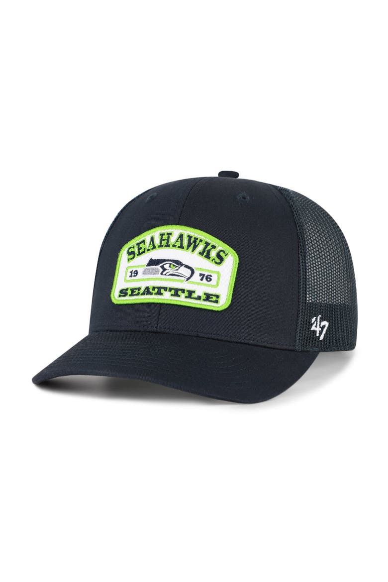 Men's '47 College Navy Seattle Seahawks  Roadway Adjustable Trucker Hat, Main, color, College Navy