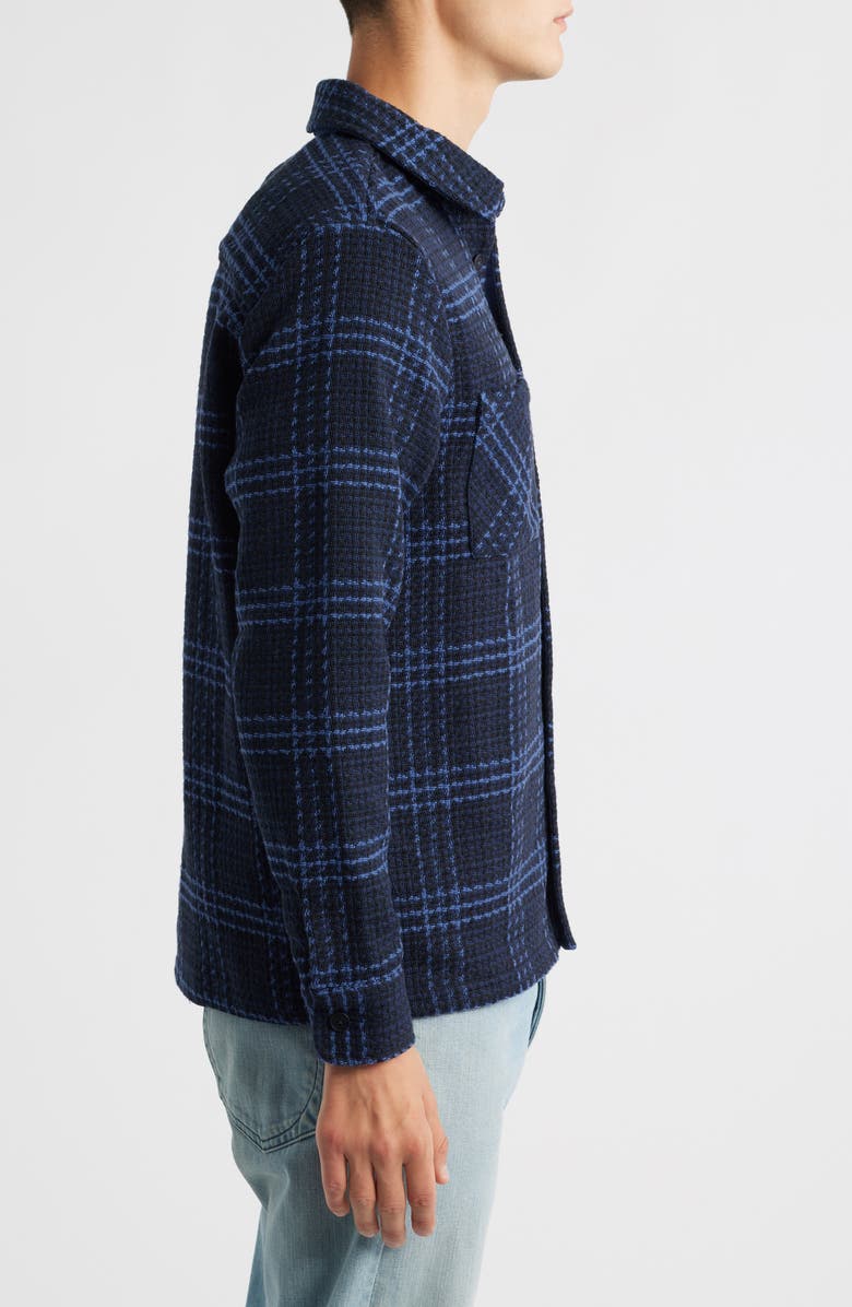 Wax London Whiting Windowpane Check Cotton Blend Button-Up Shirt Jacket, Alternate, color, Navy / Blue