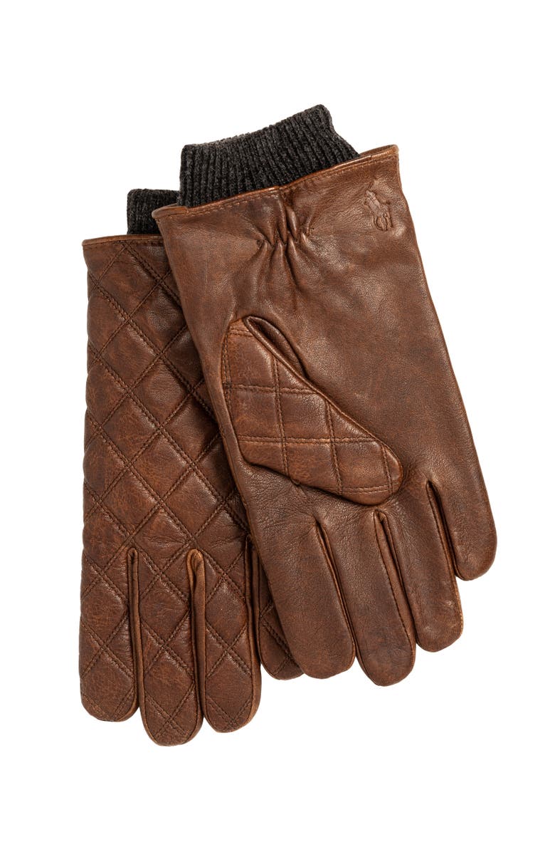 Polo Ralph Lauren Quilted Leather Glove, Main, color, Dark Brown