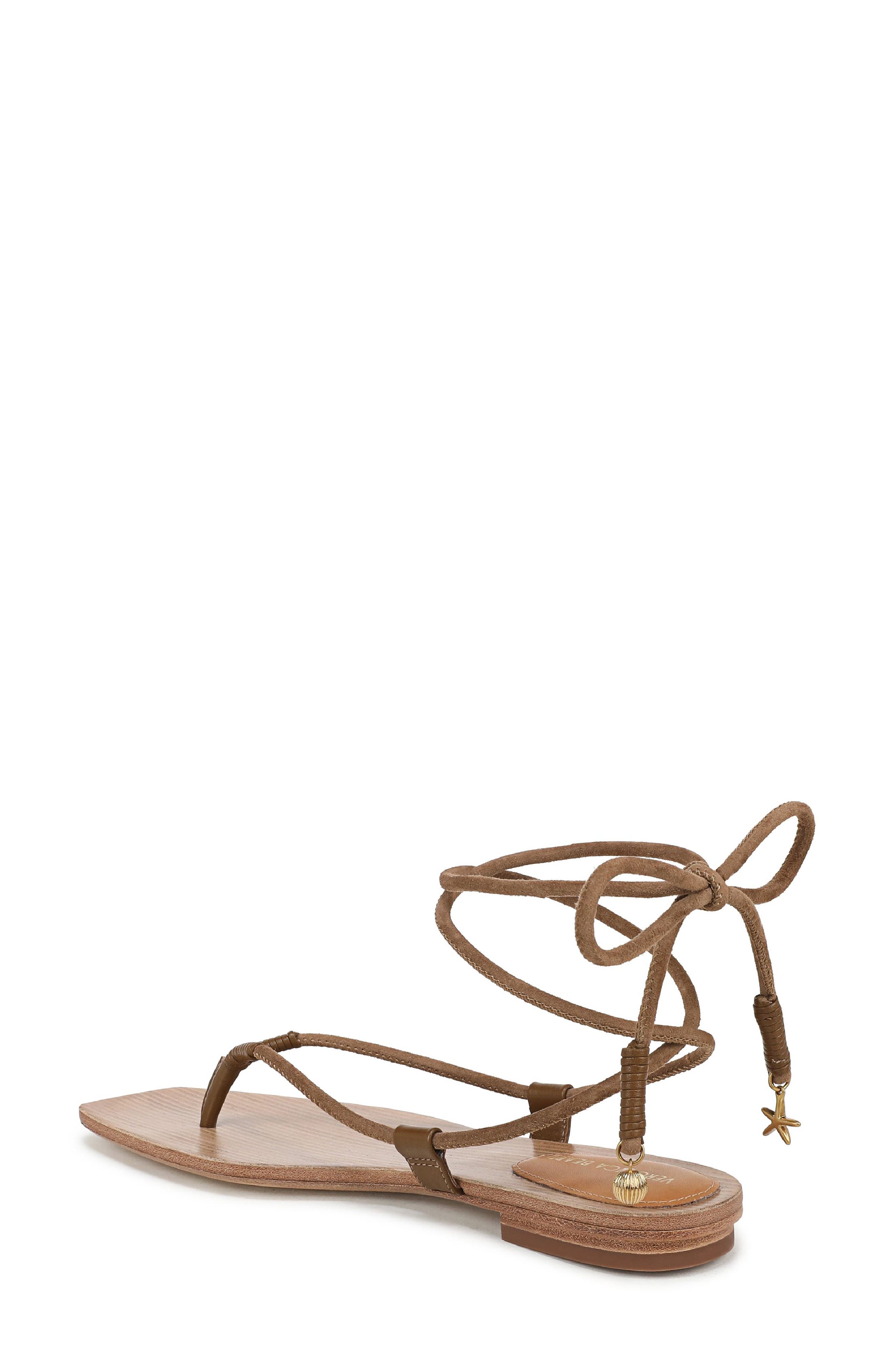 Veronica Beard Rosetta Ankle Wrap Sandal, Alternate, color, Chestnut