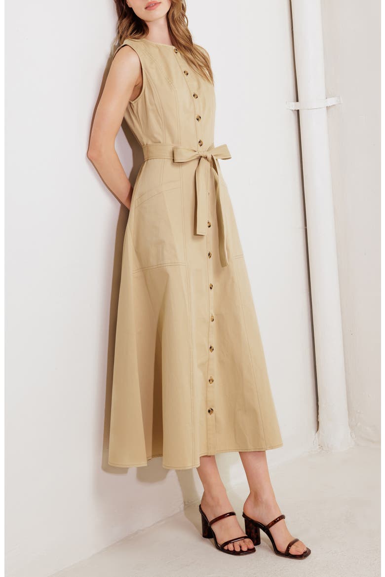 Sleeveless Cotton Maxi Dress, Alternate, color, BEIGE
