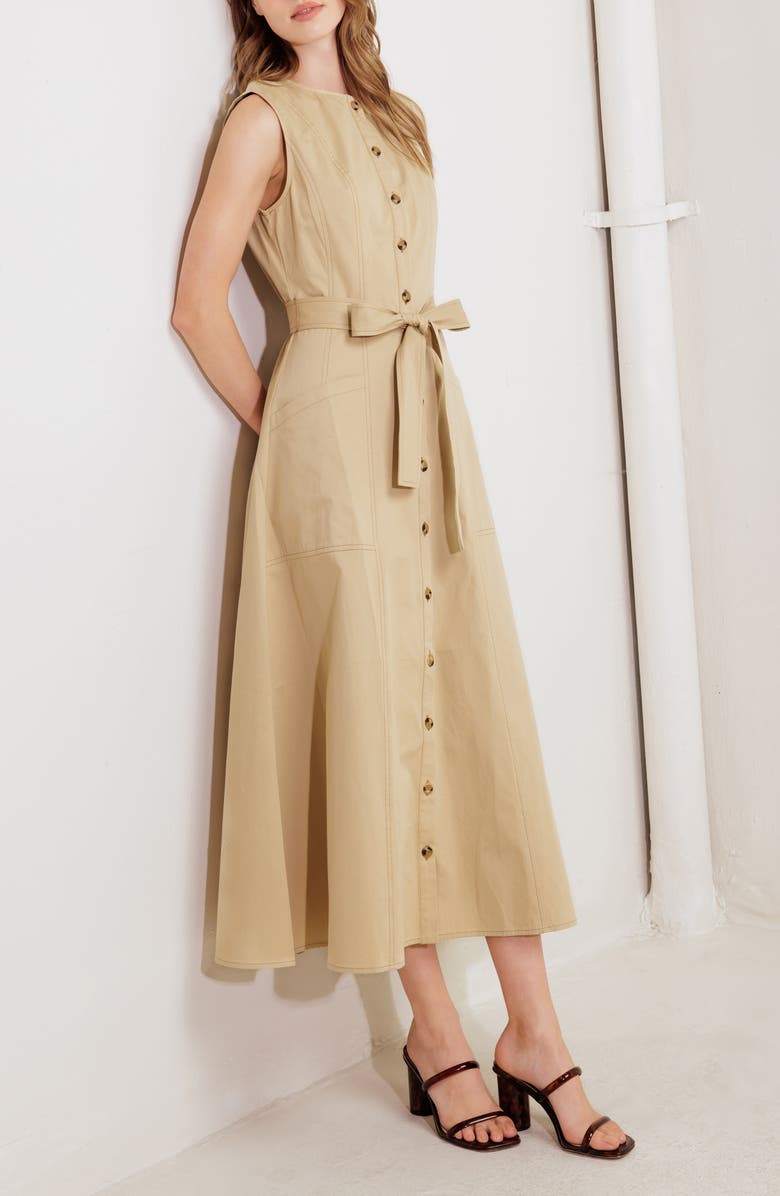 FREEMARKET Sleeveless Cotton Maxi Dress, Alternate, color, Beige