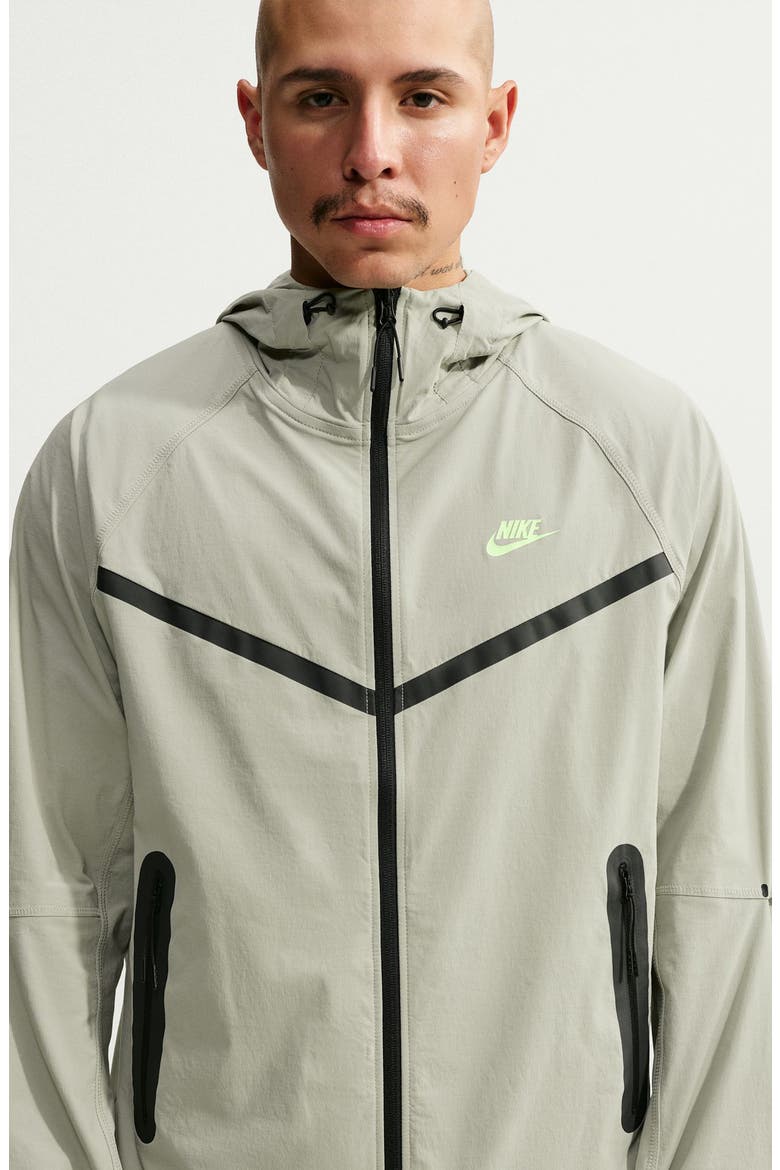 Dri-FIT Oversize Stretch Nylon Hooded Windrunner Jacket, Alternate, color, SPRUCE FOG/ BARELY VOLT