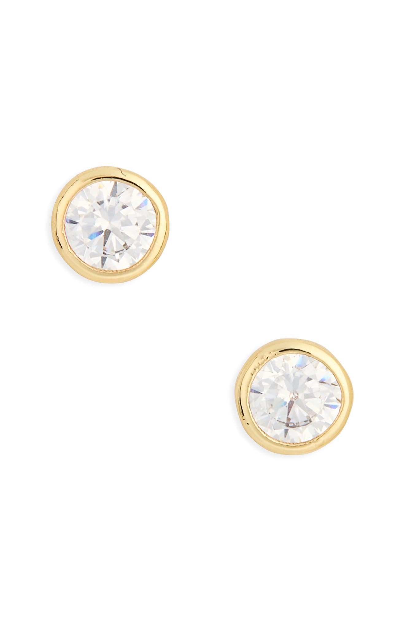 Bezel Cubic Zirconia Stud Earrings