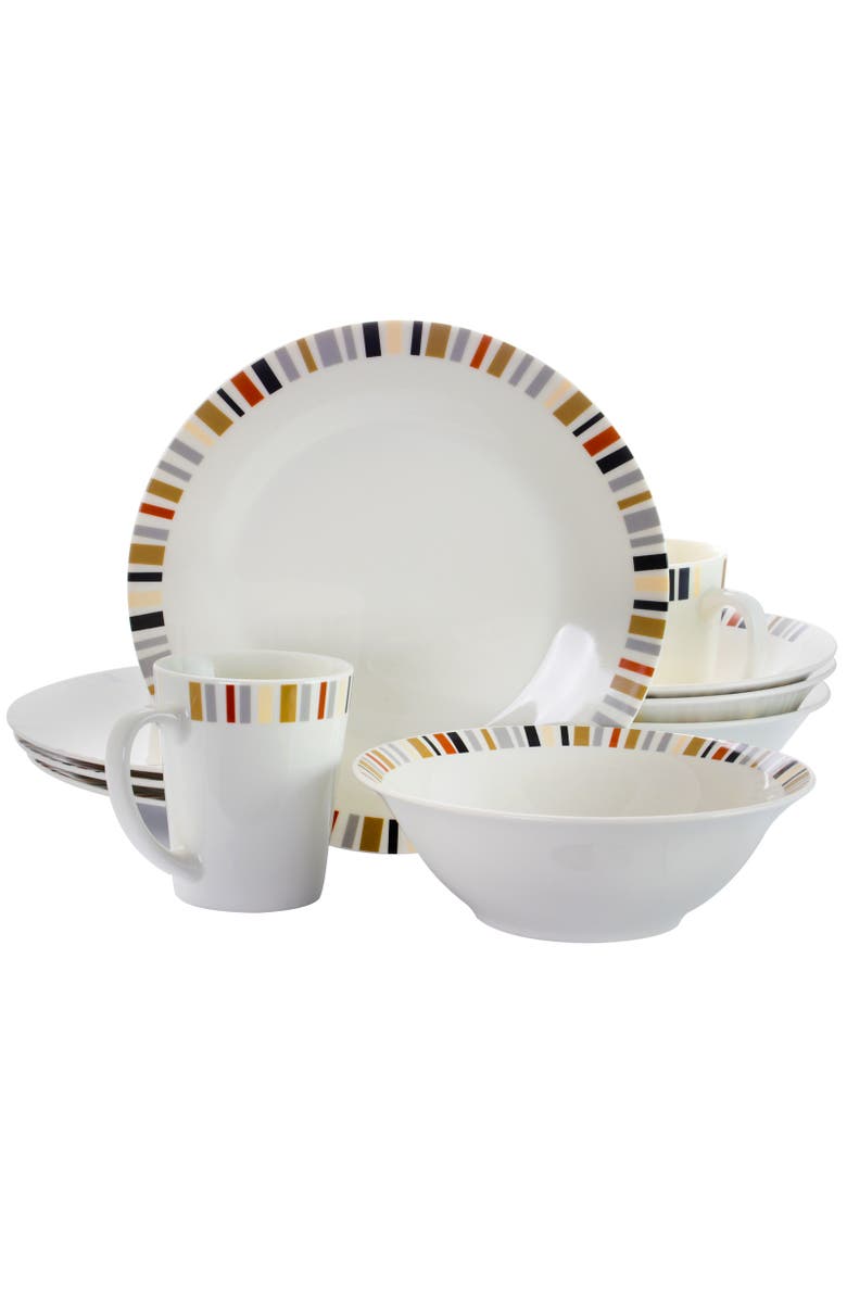 Gibson 12 Piece Lanvale Fine Ceramic Dinnerware Set For 4, Alternate, color, White