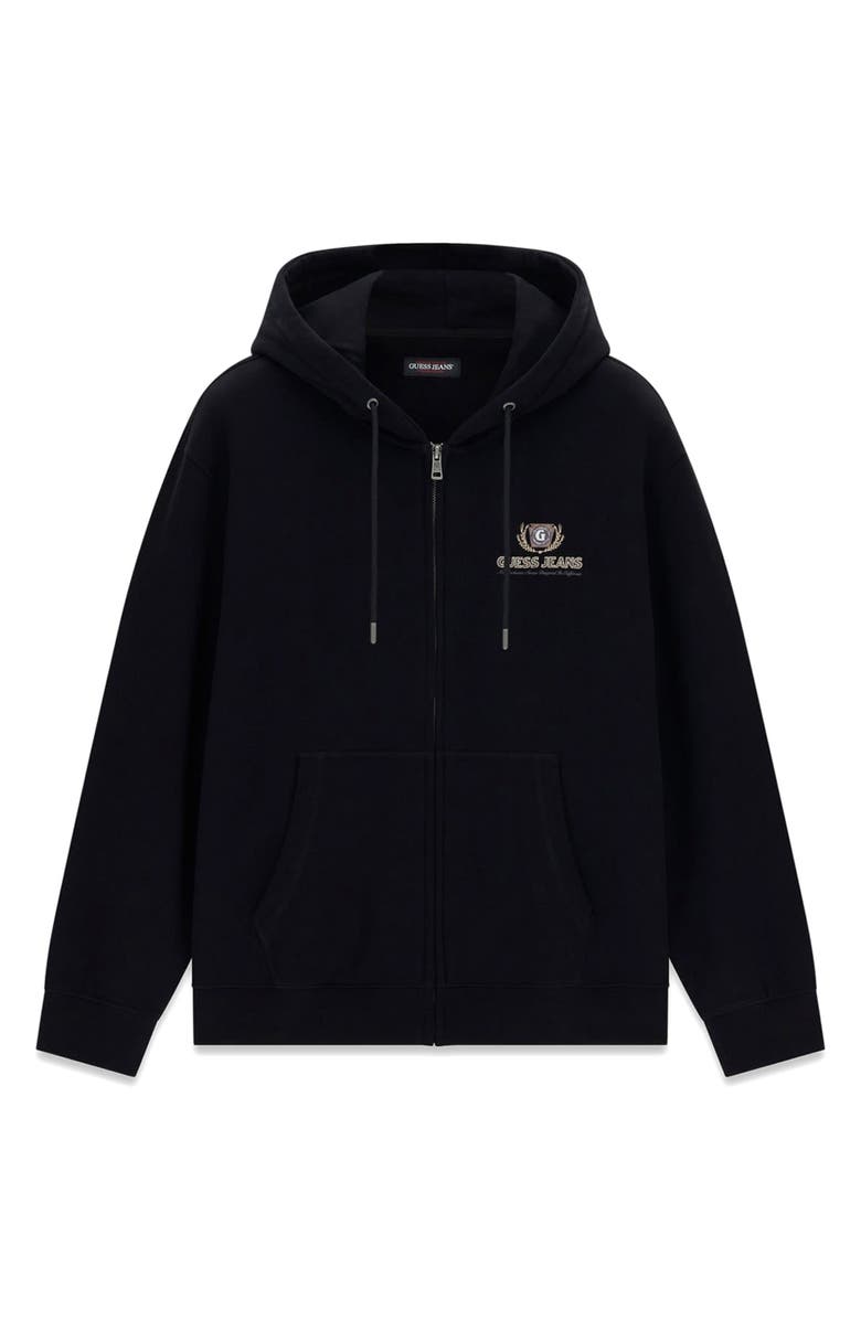 GUESS Cali Graphic Zip Hoodie, Alternate, color, Black/ Black