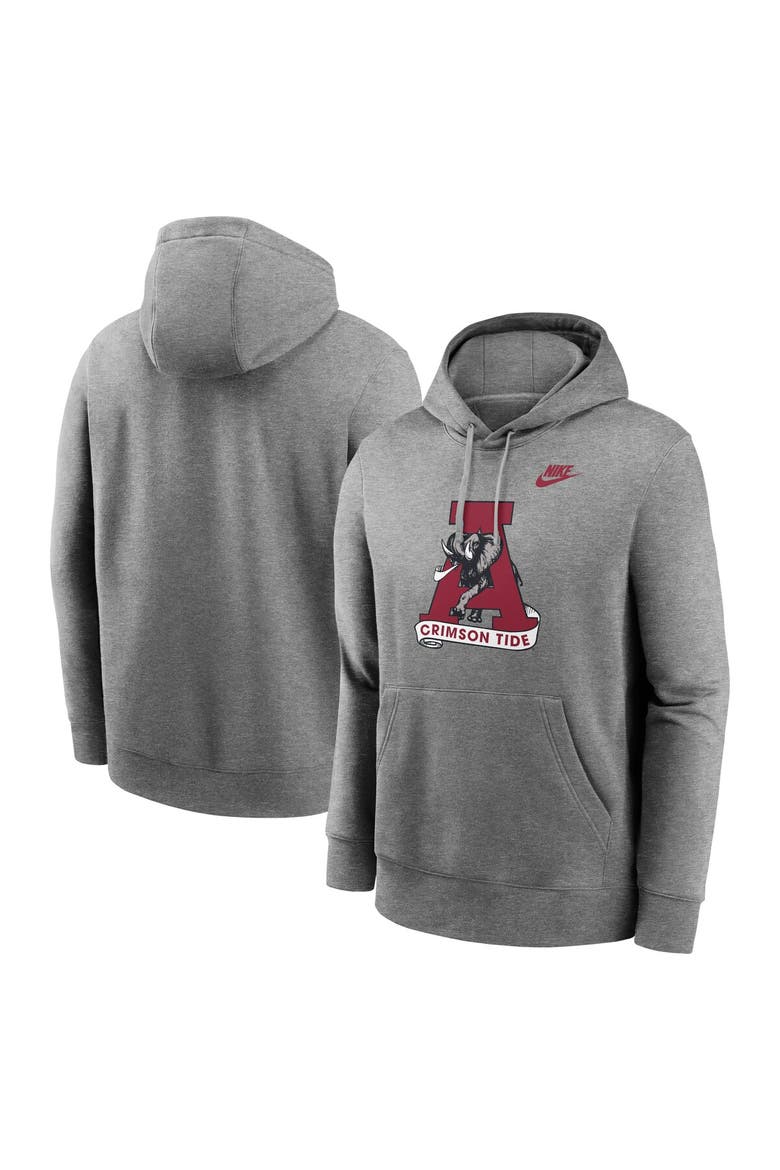 Men's Nike Heather Gray Alabama Crimson Tide Legacy Logo Club Fleece Pullover Hoodie, Main, color, Heather Gray