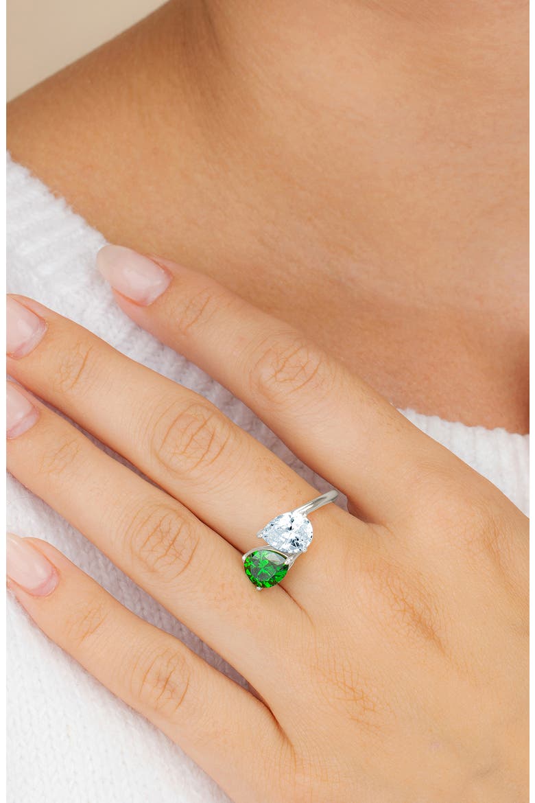 Toi Et Moi Cubic Zirconia Ring, Alternate, color, SILVER