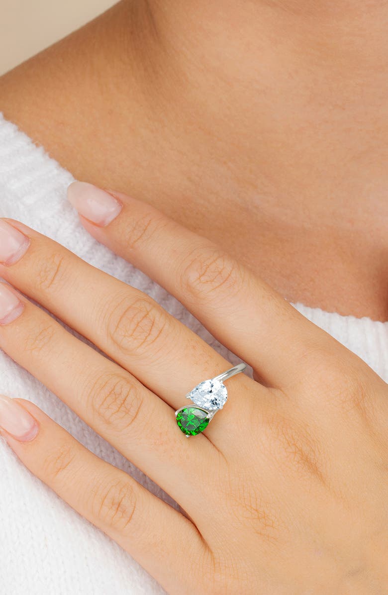 Sterling Forever Toi Et Moi Cubic Zirconia Ring, Alternate, color, Silver