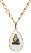 Fred Leighton 18K Yellow Gold Chalcedony & Enamel Buddha Pendant Necklace
