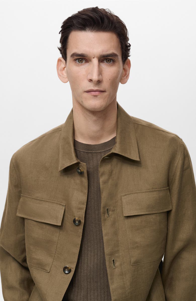MANGO Linen Overshirt with Pockets, Alternate, color, 