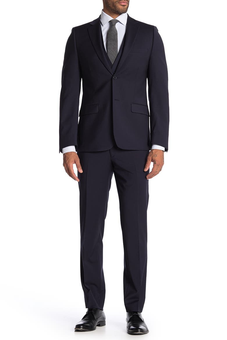 Plain Navy Skinny Fit Suit Separate Pants, Alternate, color, NAVY