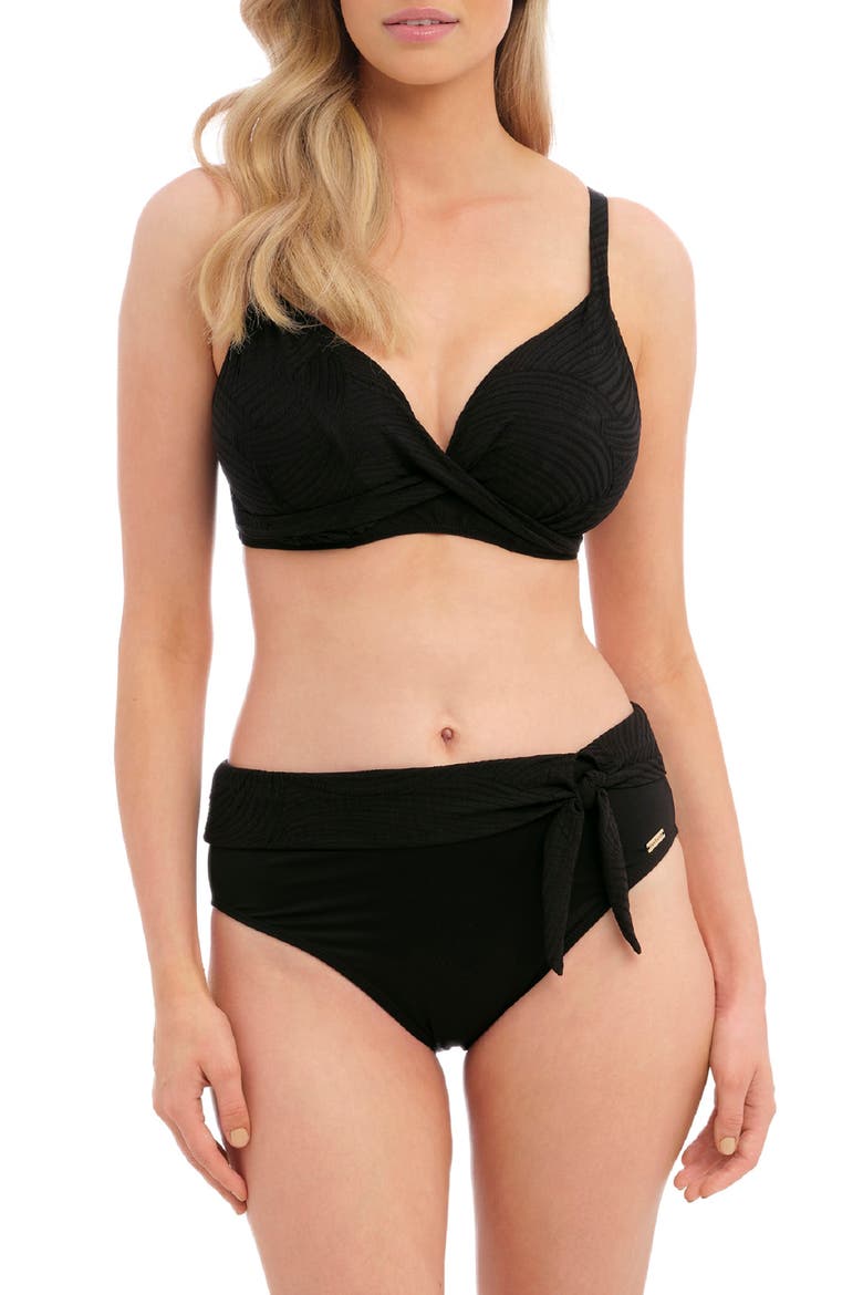 Ottawa Underwire Plunge Bikini Top, Main, color, BLACK