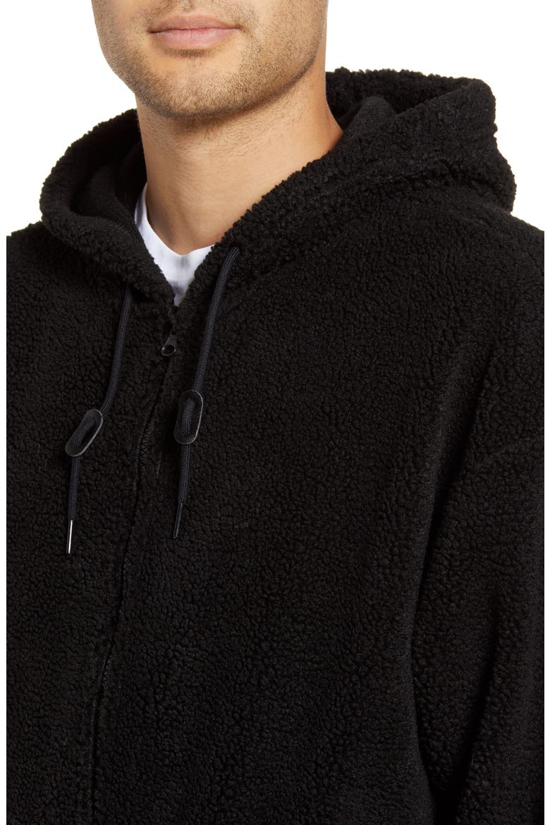 Nike Faux Shearling Hoodie, Alternate, color, BLACK/ BLACK