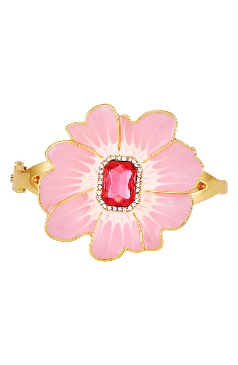 GUESS Crystal & Enamel Flower Hinge Bracelet, Alternate, color, Gold Tone
