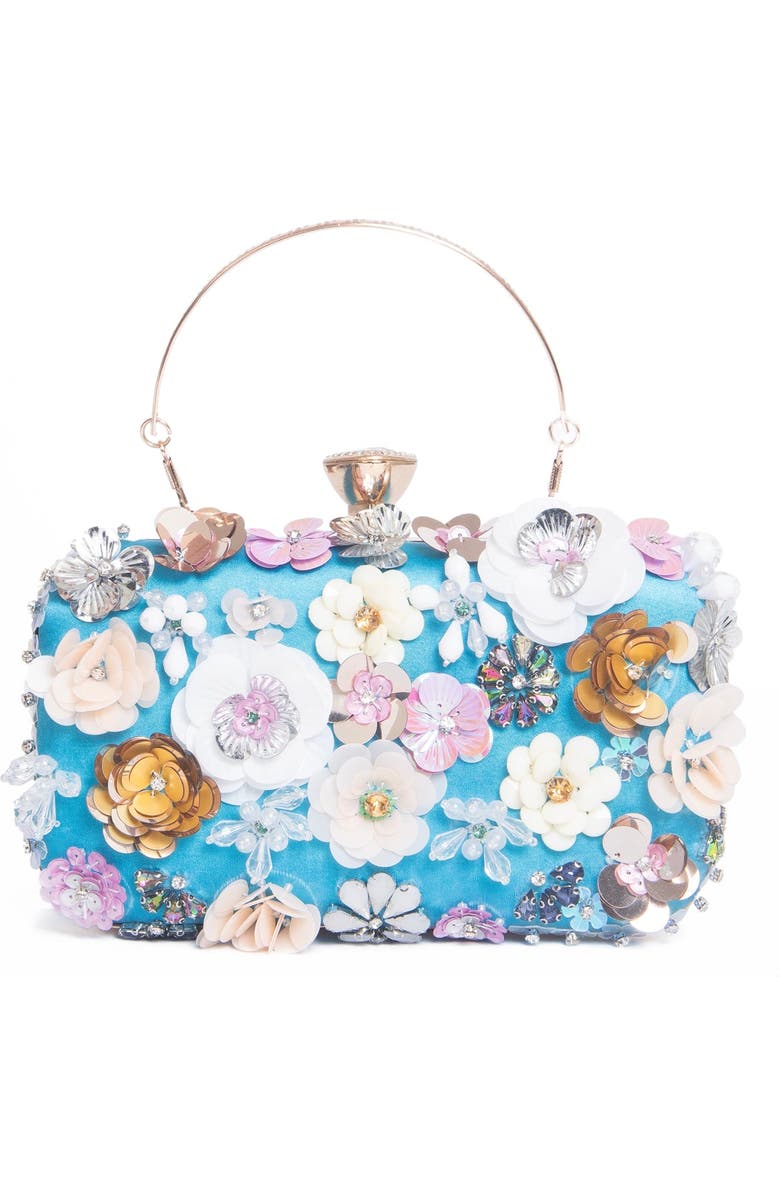 Lauren Lorraine Flower Clutch, Main, color, Blue