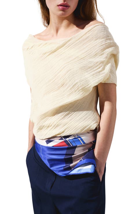 Texture Drape One-Shoulder Top