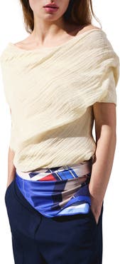 MANGO Texture Drape One-Shoulder Top