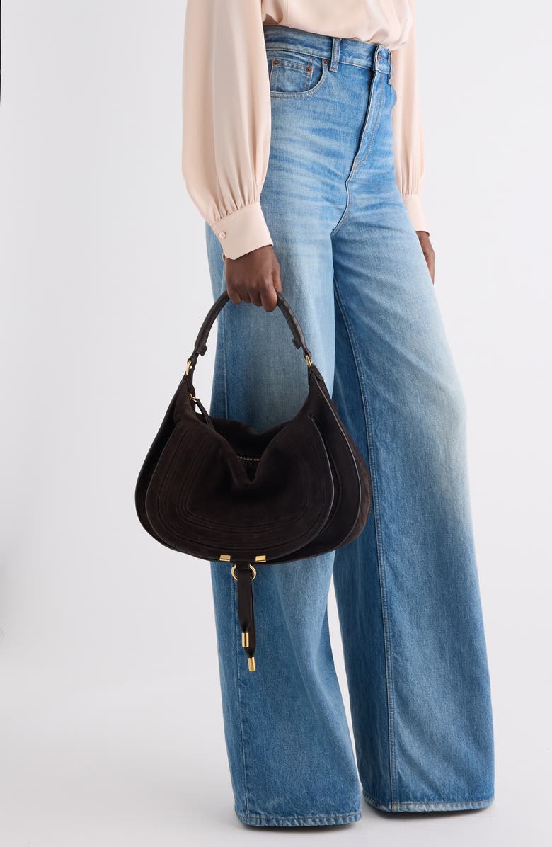Chloé Medium Marcie Suede Shoulder Bag, Alternate, color, Kohl Brown