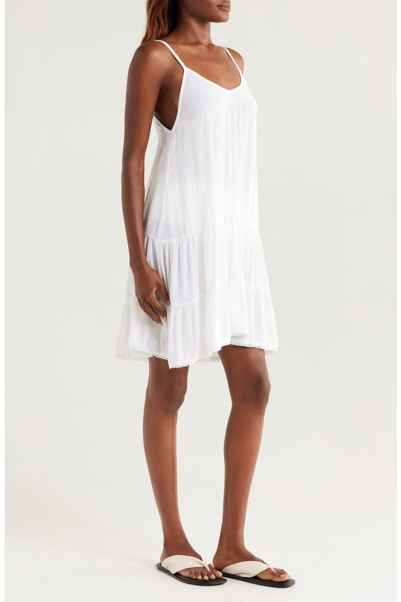 Tiered Crinkle Cover-Up Dress, Alternate, color, WHITE