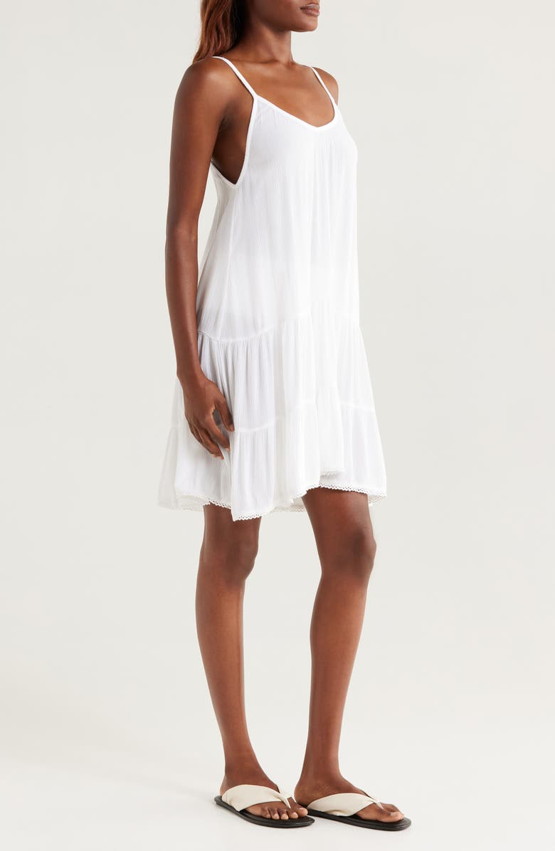 Nordstrom Tiered Crinkle Cover-Up Dress, Alternate, color, White