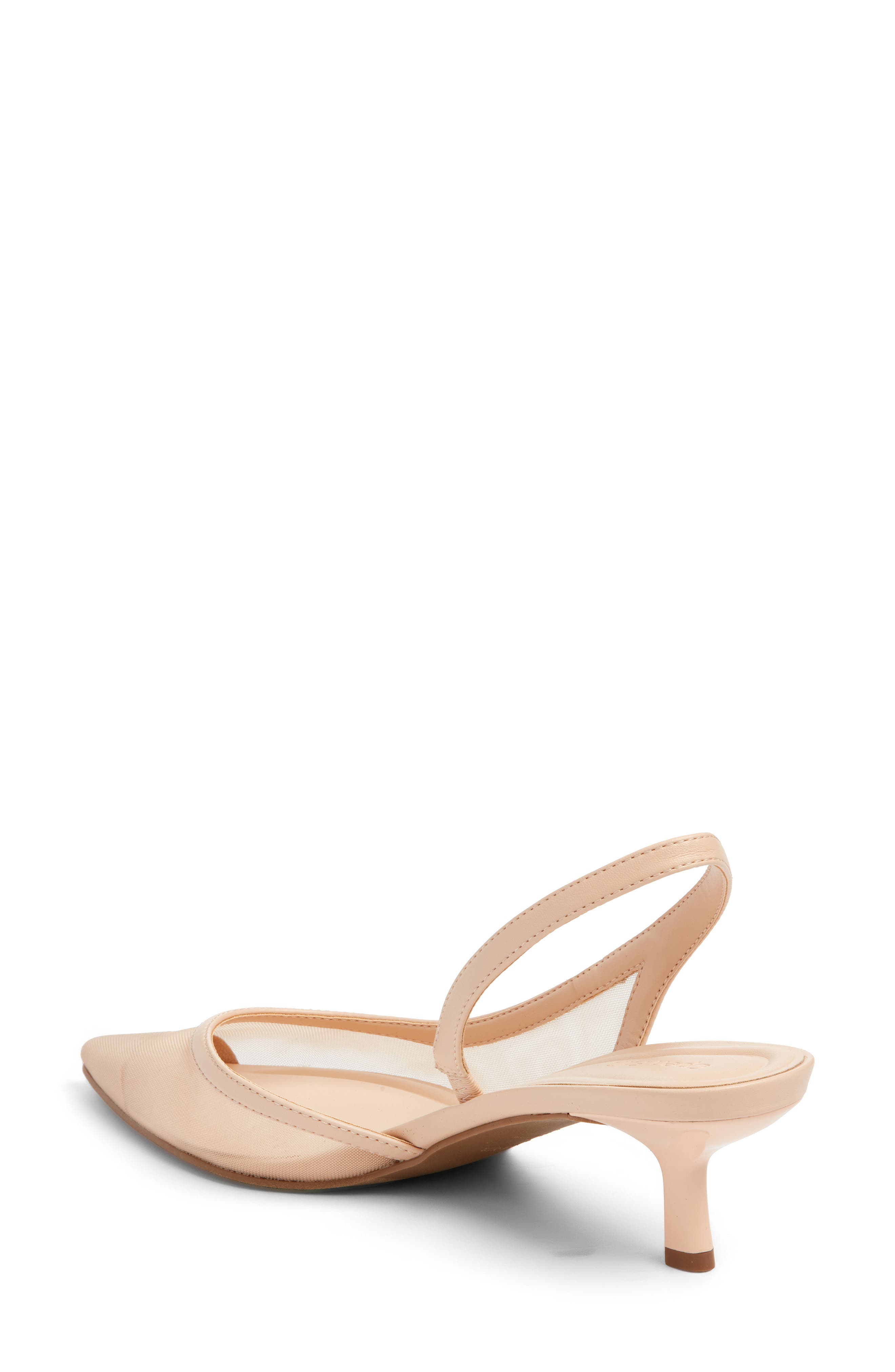 Corina Half d'Orsay Kitten Heel Slingback Pump, Alternate, color, TAN CREAM MESH