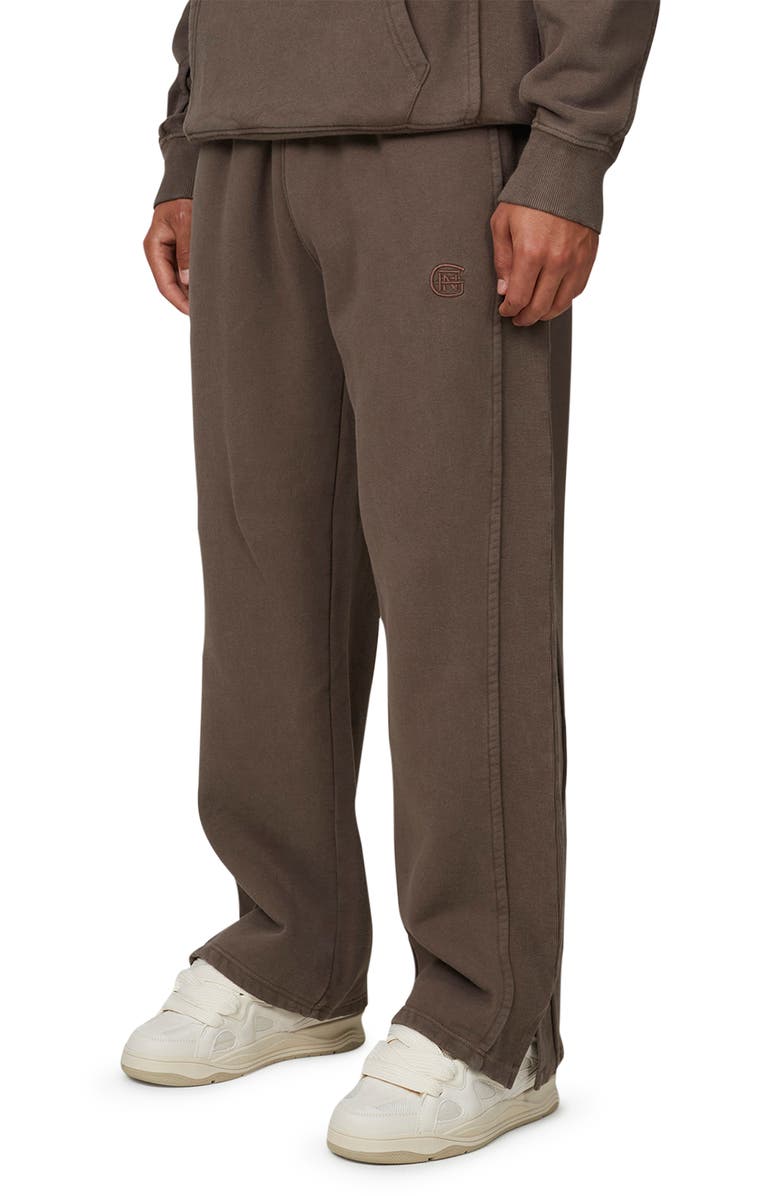 Good For Nothing Ribbed Emblem Split Hem Baggy Jogger, Alternate, color, Brown