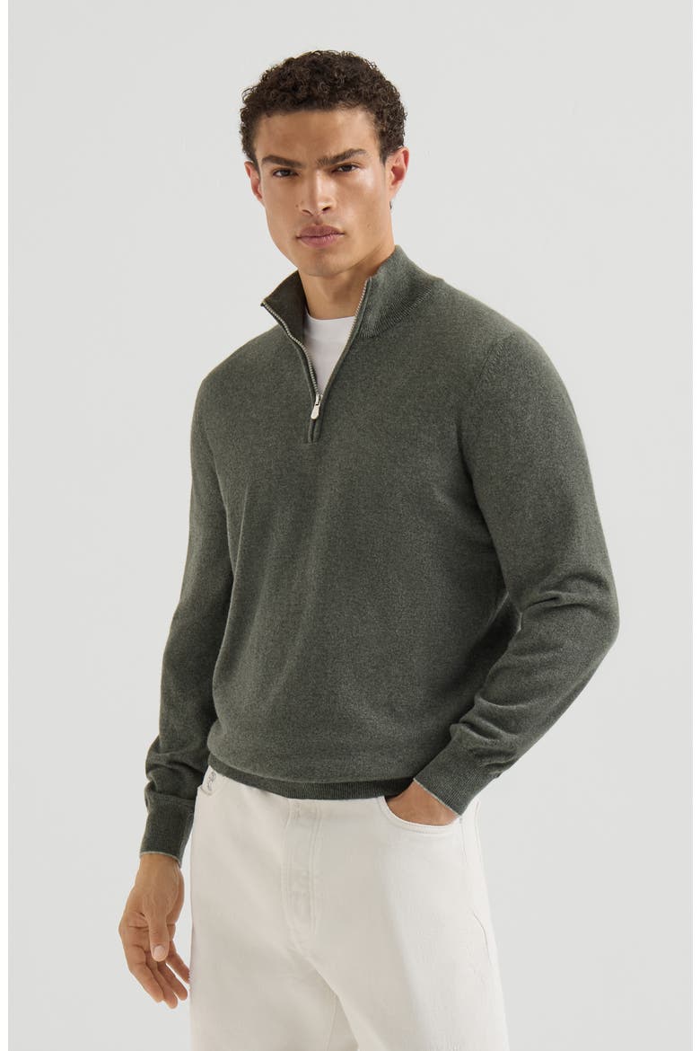 Cashmere sweater with half zip, Main, color, Grey