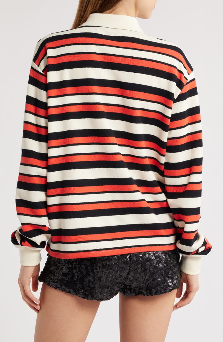 LIONESS Leisure Stripe Long Sleeve Polo Shirt, Alternate, color, Red Multi