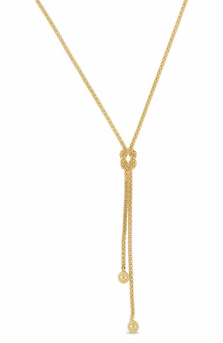 14k Gold Lariat Chain Necklace