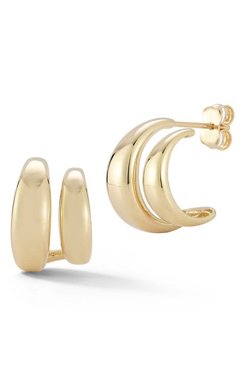 Double Row Huggie Hoop Earrings