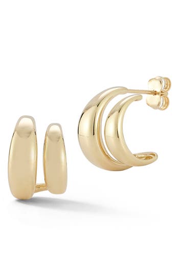 Ember Fine Jewelry Double Row Huggie Hoop Earrings In Gold