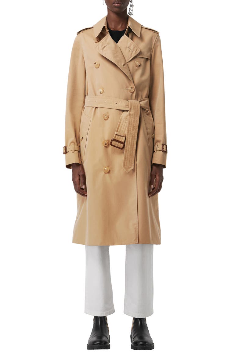 Kensington Long Trench Coat, Main, color, DARK HONEY