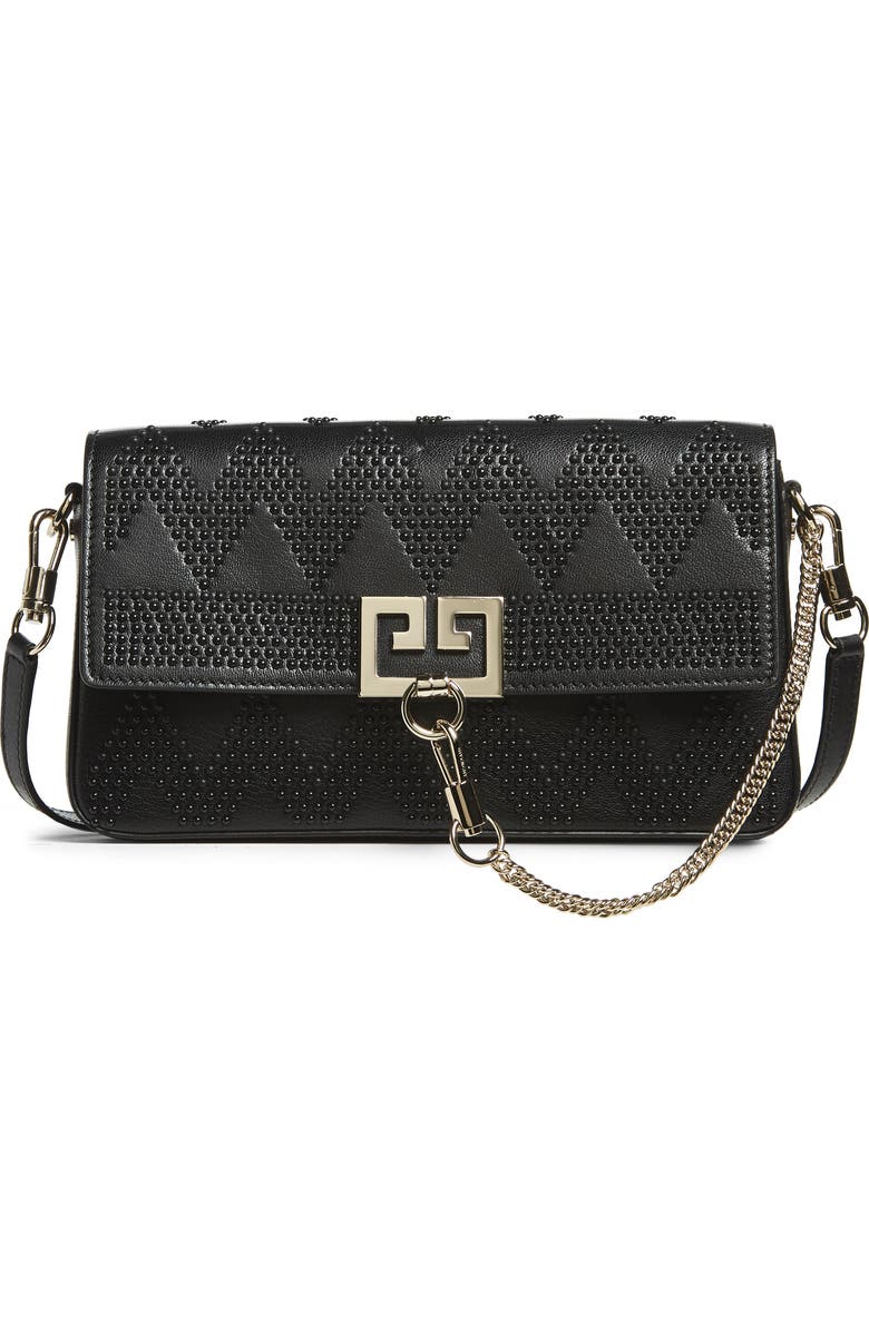 Givenchy Chevron Studded Leather Shoulder Bag, Main, color,