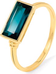 YS GEMS Blue Quartz Gold Plated Ring
