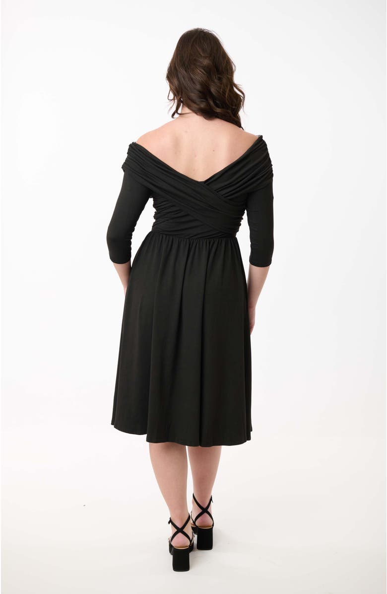 Unique Vintage Off Shoulder Swing Dress, Alternate, color, Black