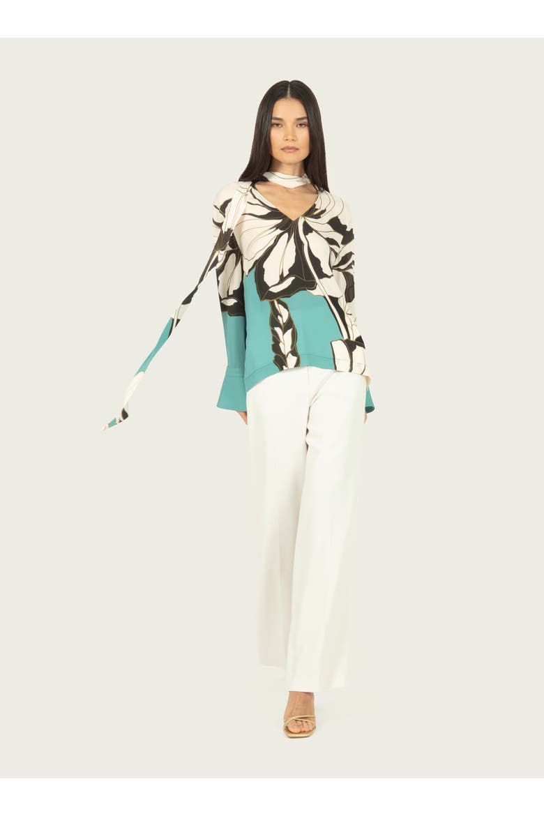 Chiara Blouse, Alternate, color, CYAN GREEN ABSTRACT FLORAL